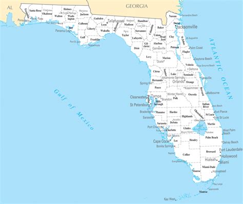 florida map with cities labeled.